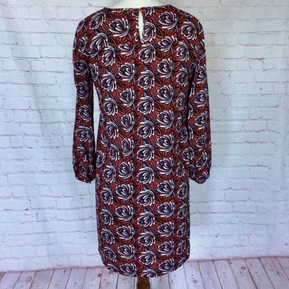 LOFT Red Floral Long Sleeve Midi Dress - Size XSP - Picture 5 of 8